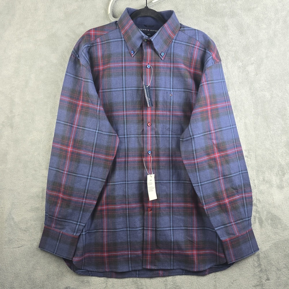 NWT Vintage Tommy Hilfiger Shirt Mens Size Large Multicolor Plaid Button Down